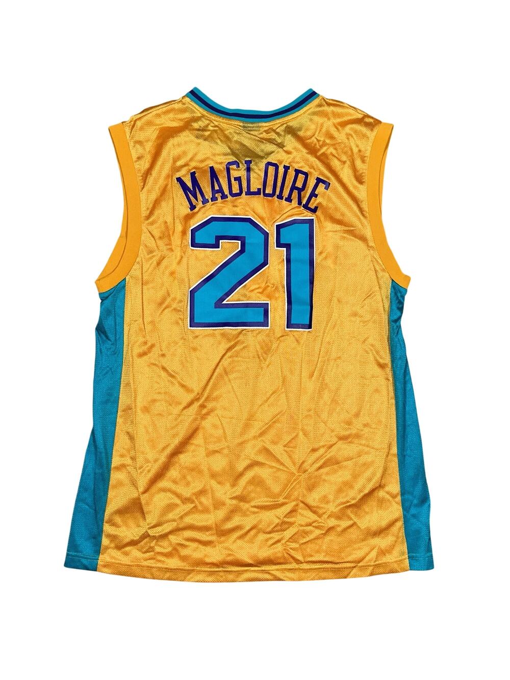 Reebok #21 Jamaal Magloire New Orleans Hornets NBA Vintage Yellow Jersey Large